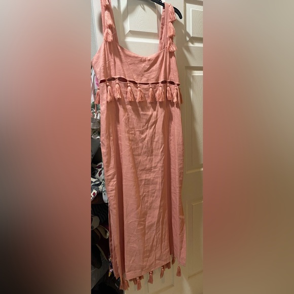 Antonio Melani 12, 14Pink Nat Note Cici Tassel Linen Maxi Dress Sleeveless NWT - Picture 8 of 16